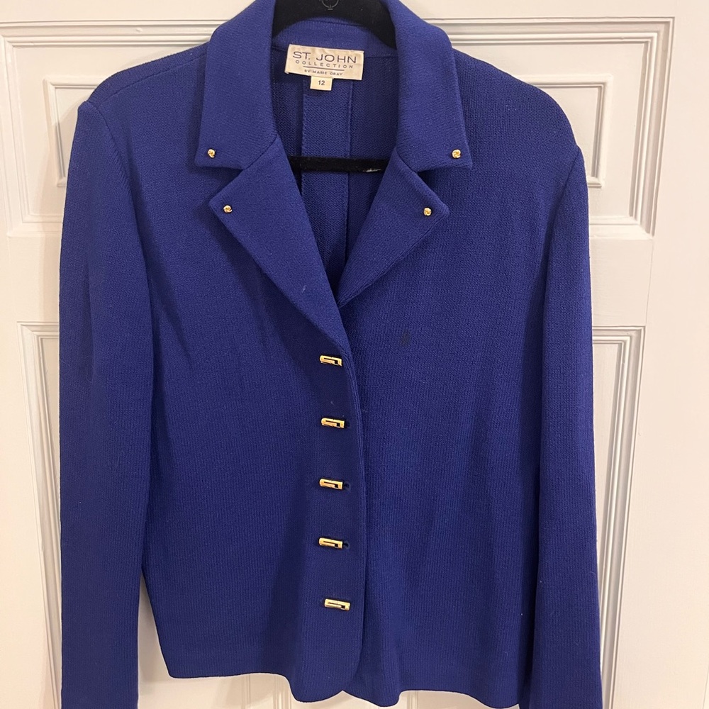 St. John Collection Blue Blazer Knit Tailored